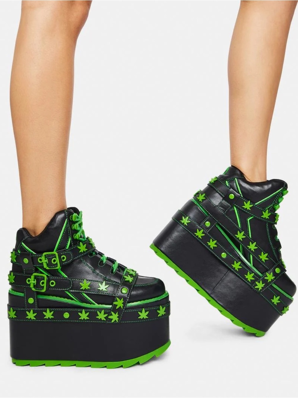 Y.R.U. Qozmo Bondage Weed Platform Sneakers Size 6